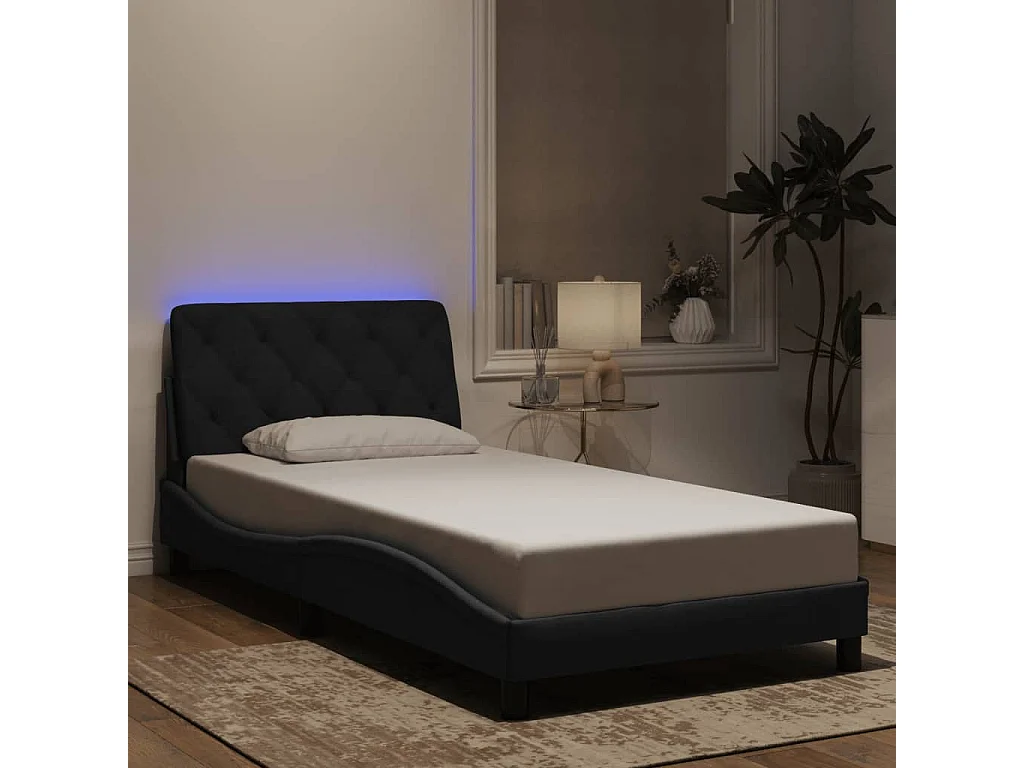 Bedframe met LED zonder matras zwart 100x200 cm fluweel