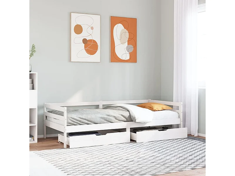 Divano letto con cassetti senza materasso 90x200 cm in legno massello