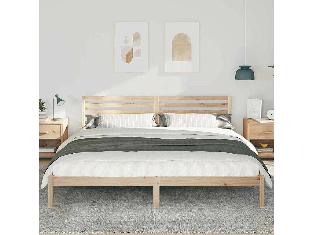 Cadre de lit Marron 180 x 210 cm Bois massif en pin