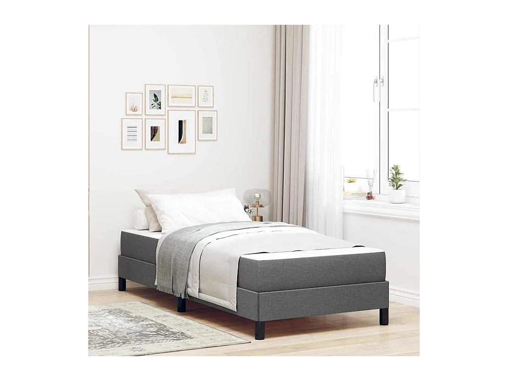 Boxspringbett mit Matratze Dunkelgrau 100 x 200 cm Stoff