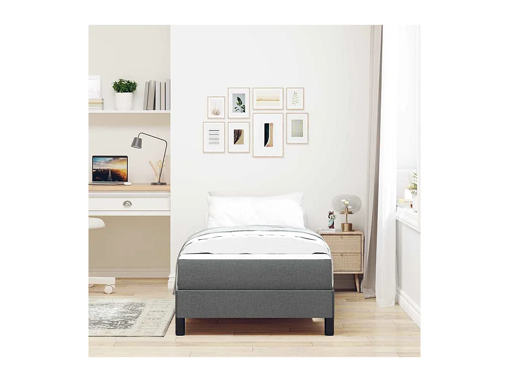 Boxspringbett mit Matratze Dunkelgrau 100 x 200 cm Stoff