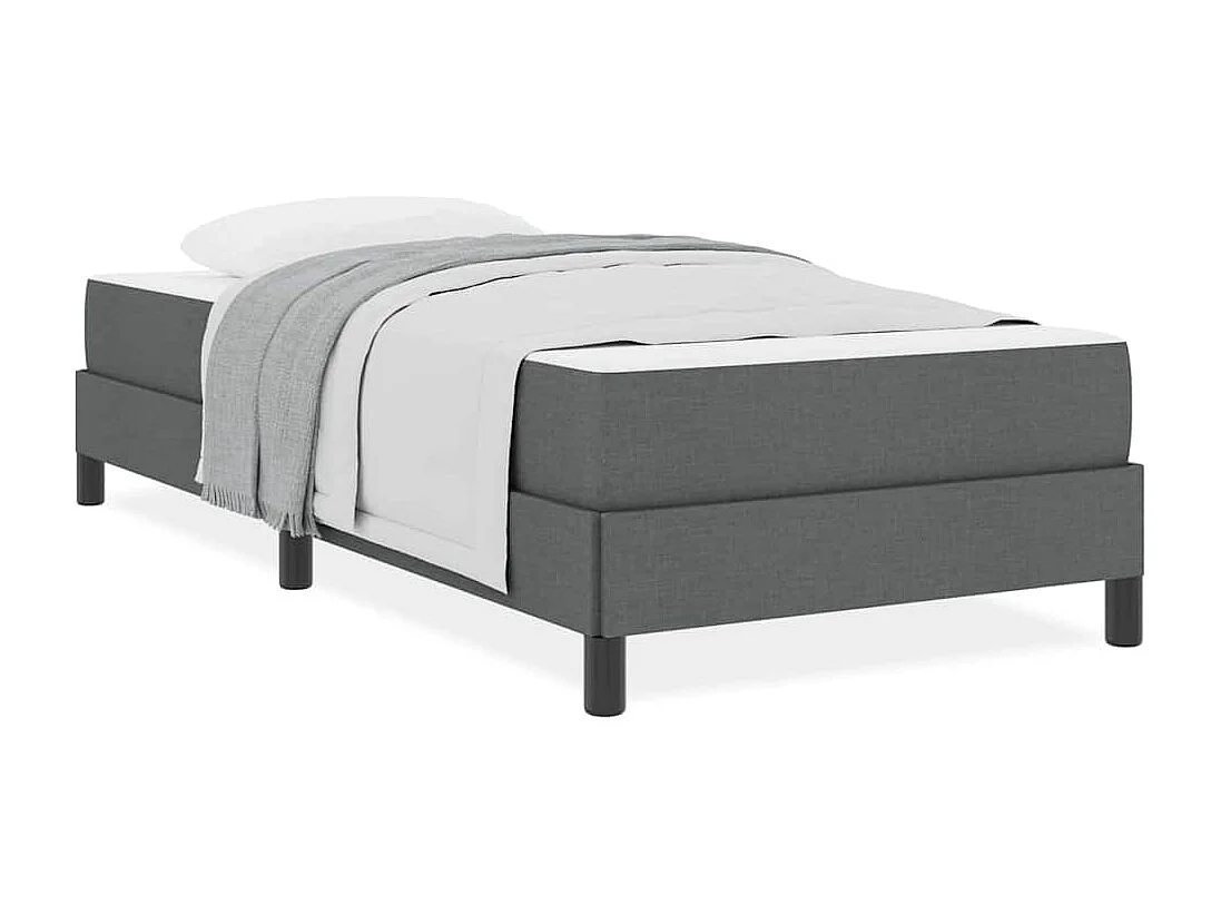 Lit à ressorts avec matelas Gris foncé 100 x 200 cm tissu