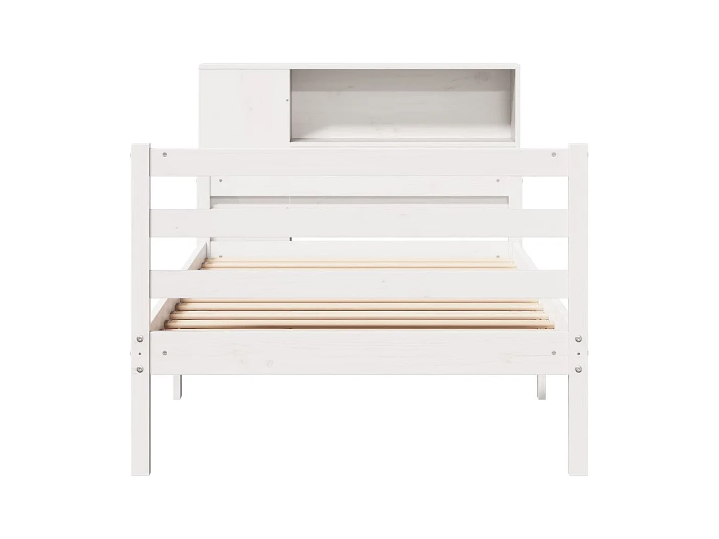 Letto libreria bianco senza materasso 100x200 cm in legno massello di pino