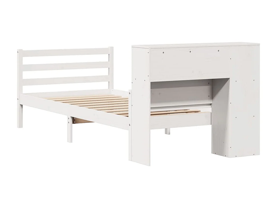 Letto libreria bianco senza materasso 100x200 cm in legno massello di pino