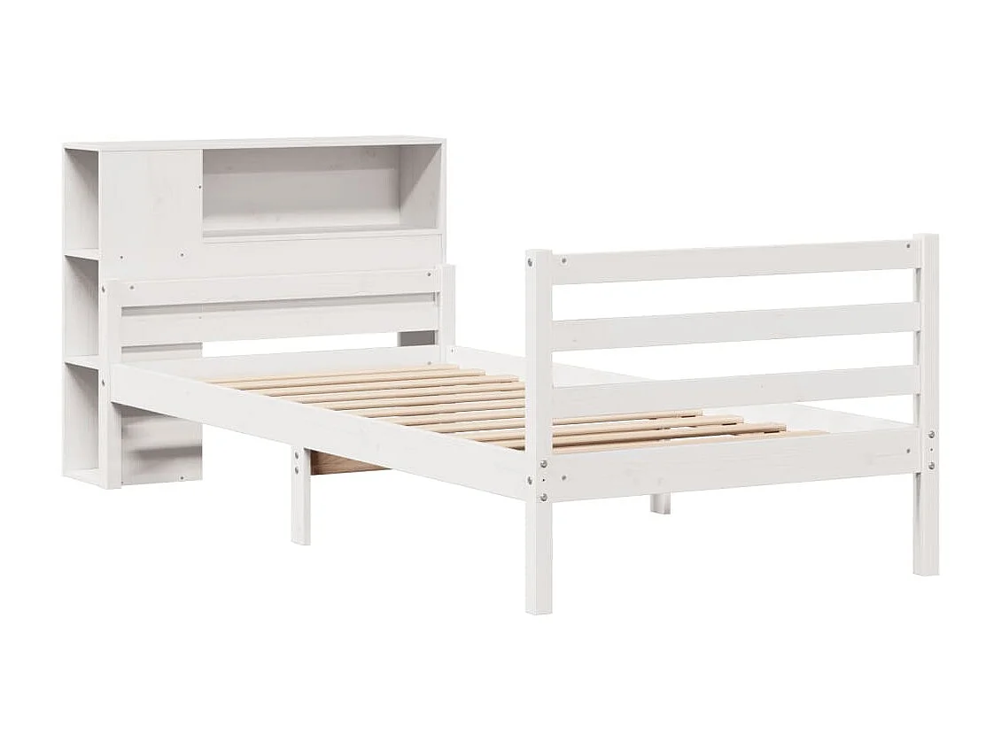 Lit bibliothèque sans matelas blanc 100x200 cm bois pin massif