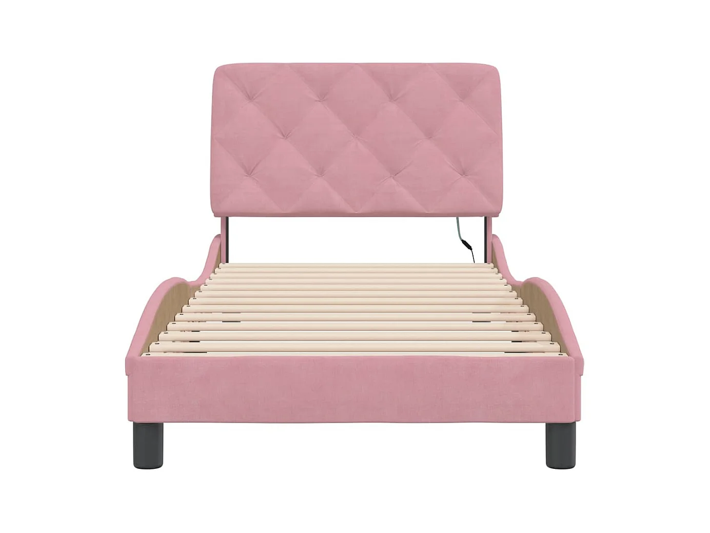 Struttura letto con luci LED rosa 90x200 cm velluto