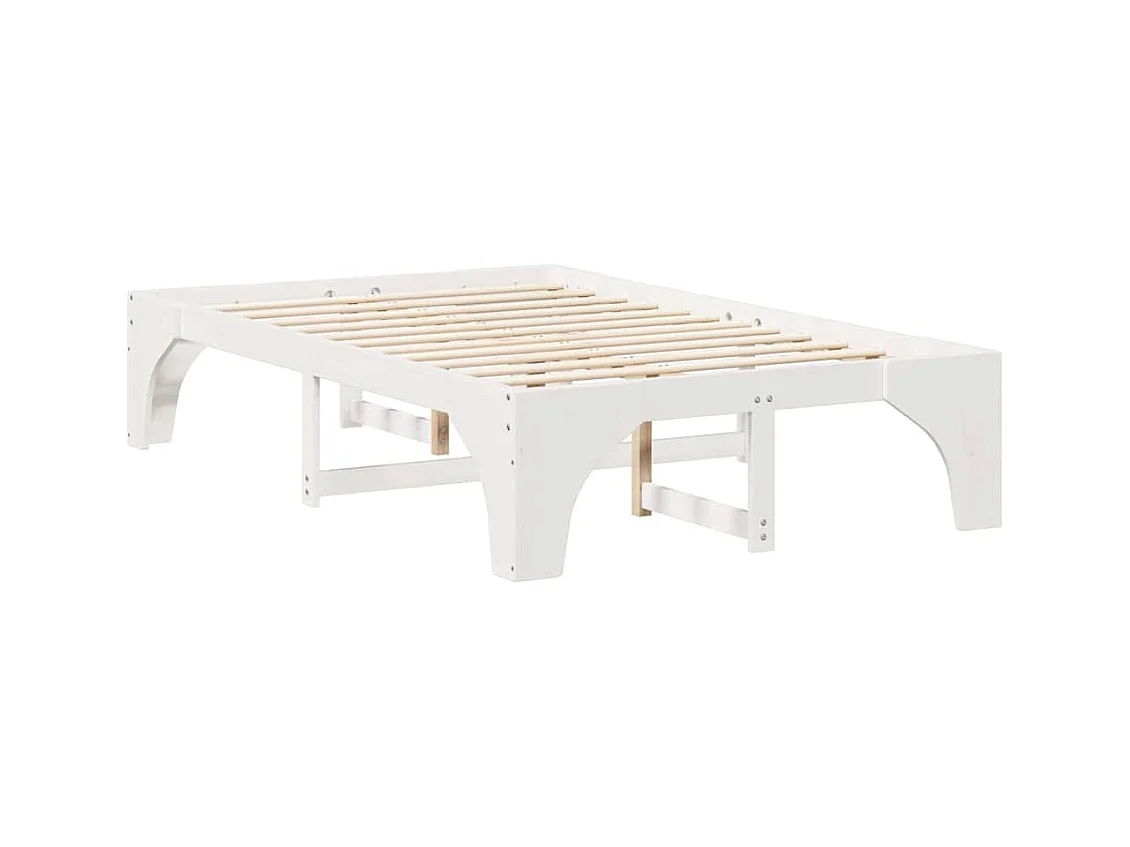 Verhoogd bedframe wit 135 x 190 cm massief grenenhout