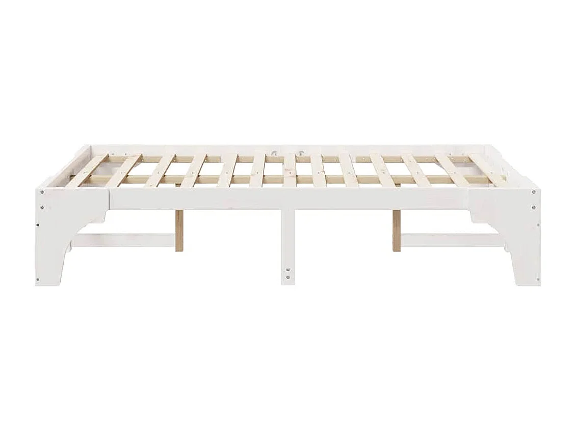 Cadre de lit surélevé Blanc 135 x 190 cm Bois massif en pin