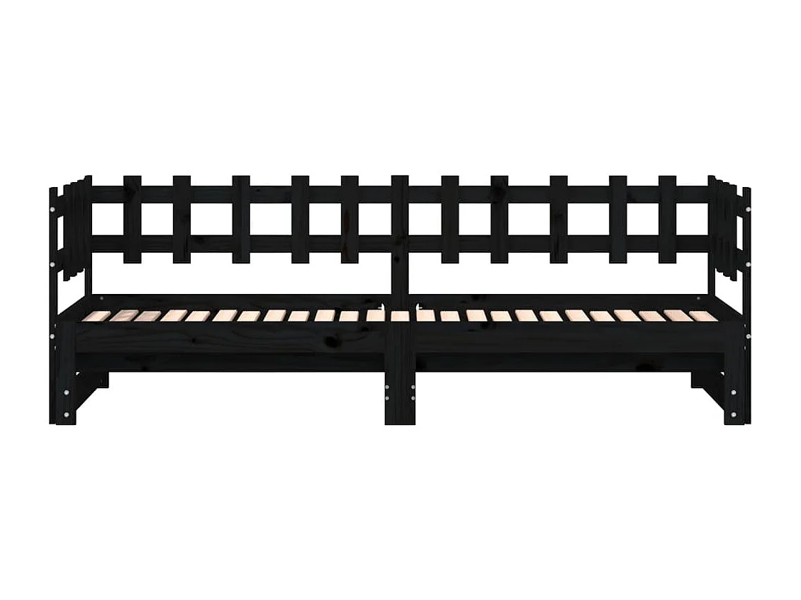 Schuifbed zonder matras zwart 2x(90x190) cm Massief hout