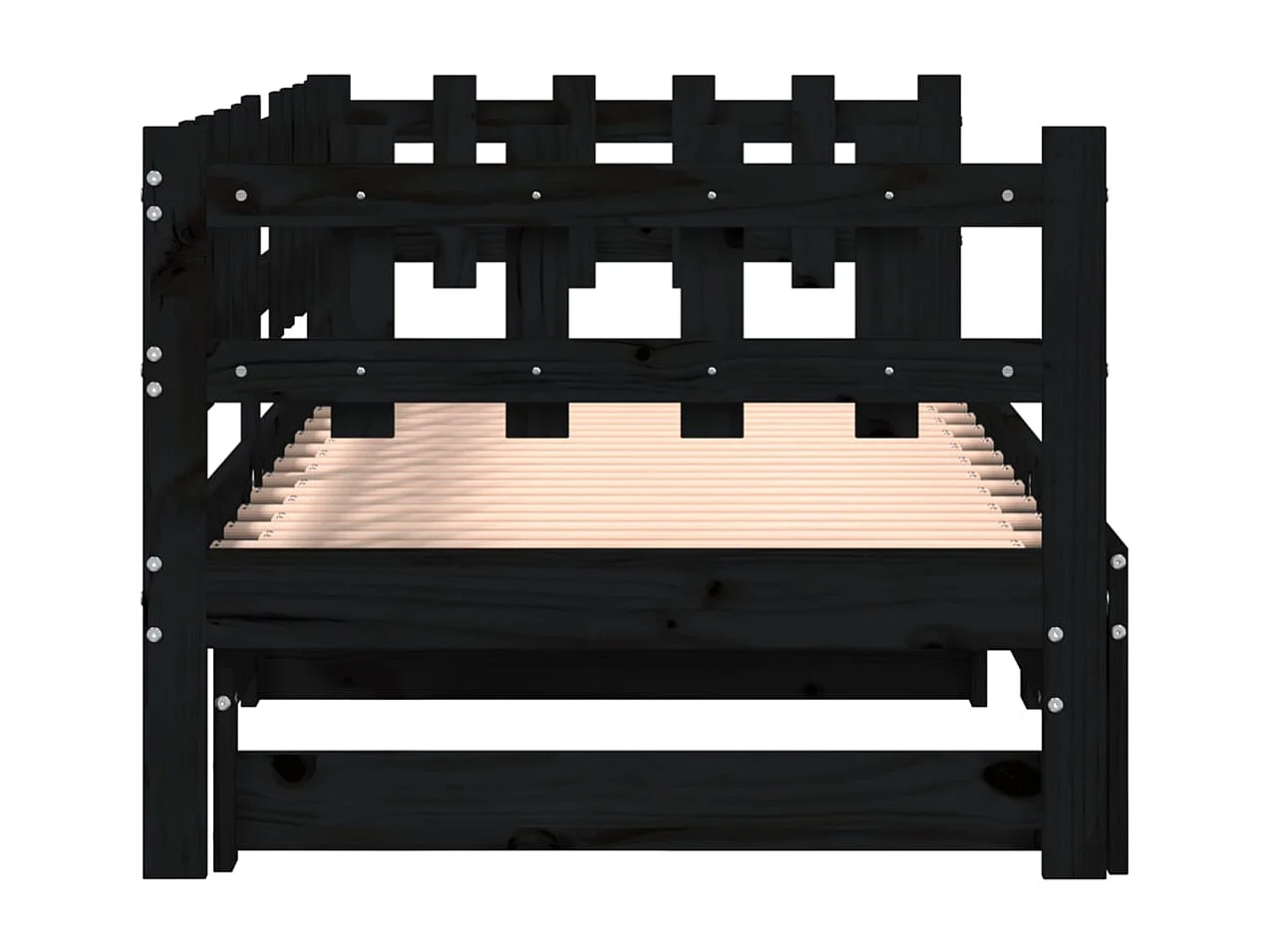 Schuifbed zonder matras zwart 2x(90x190) cm Massief hout