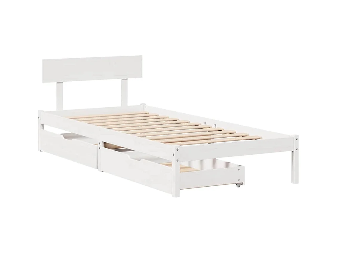 Estructura de cama sin colchón blanca 75x190 cm madera maciza de pino