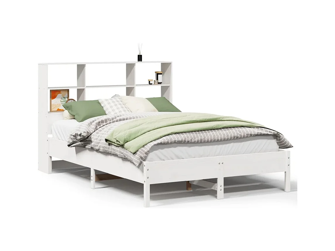 Wit boekenkastbed zonder matras 140x200 cm massief grenenhout