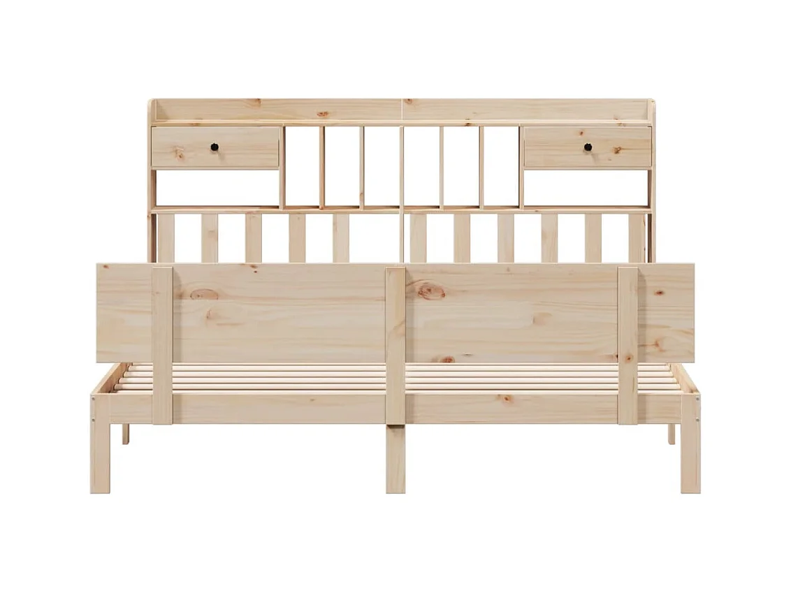 Lit bibliothèque sans matelas 180x200 cm bois massif de pin