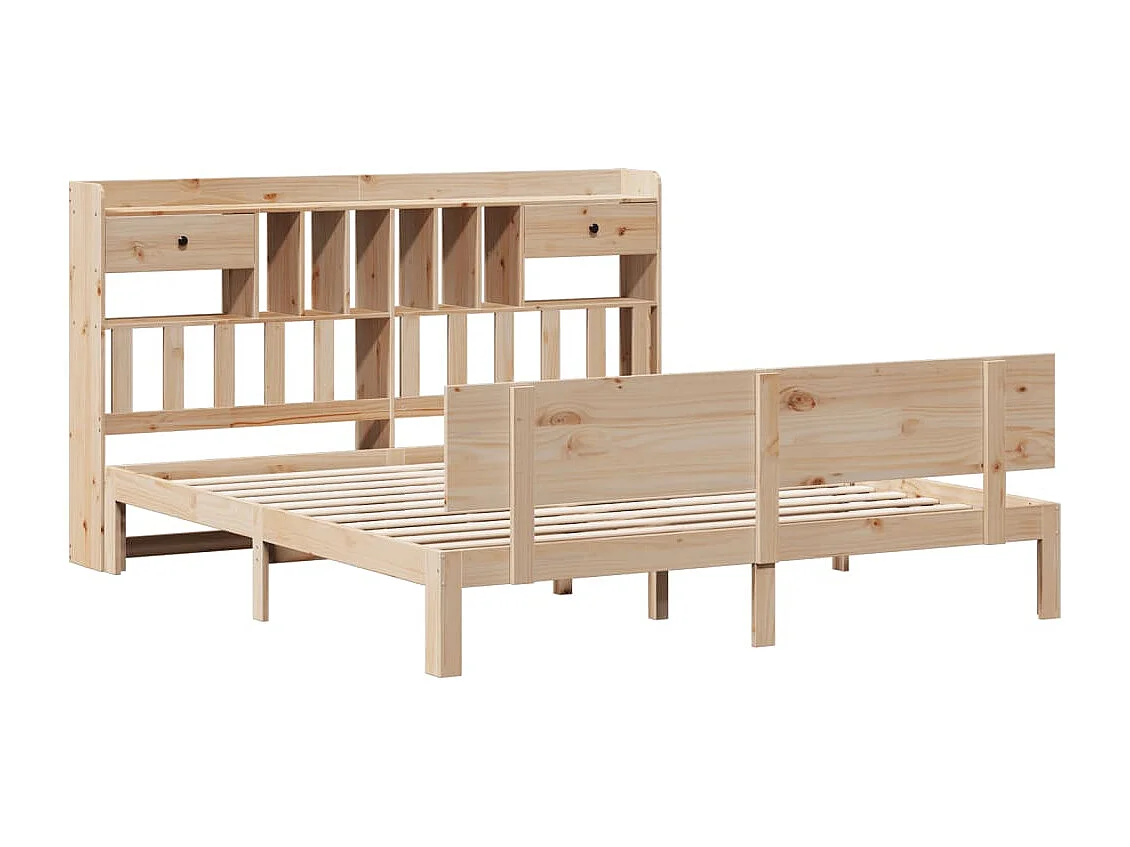 Letto a libreria senza materasso 180x200 cm in legno massello di pino