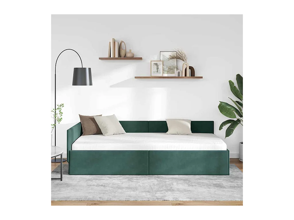 Estructura de cama de esquina Otro Verde oscuro 90 x 200 cm