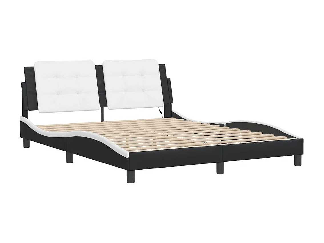 Bedframe met LED zonder matras zwart-wit 160x200 cm