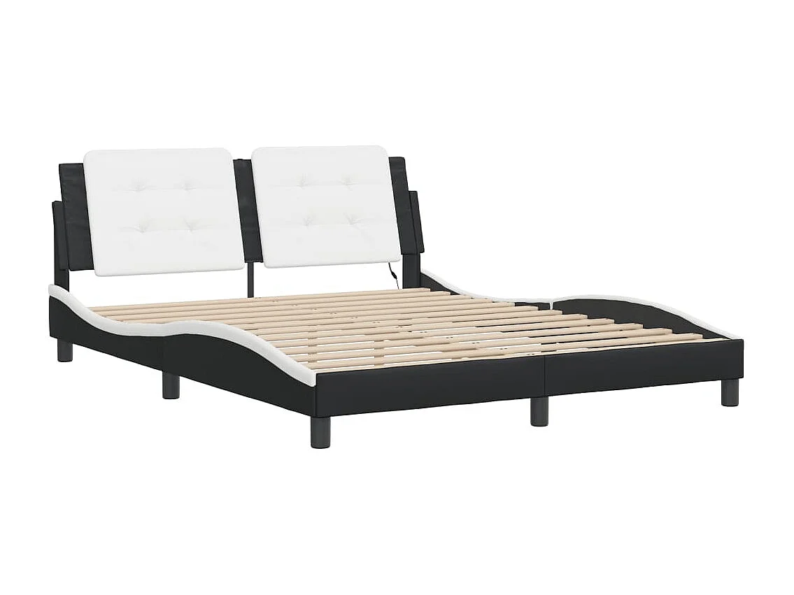 Struttura letto con LED senza materasso nero e bianco 160x200 cm