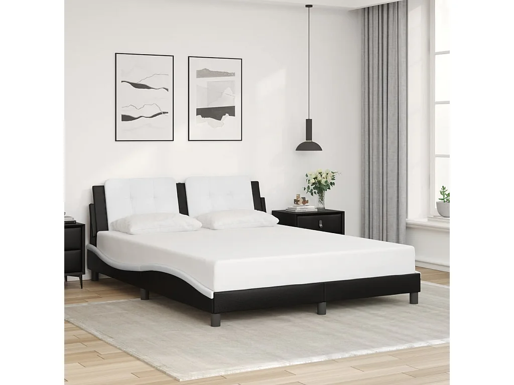 Struttura letto con LED senza materasso nero e bianco 160x200 cm