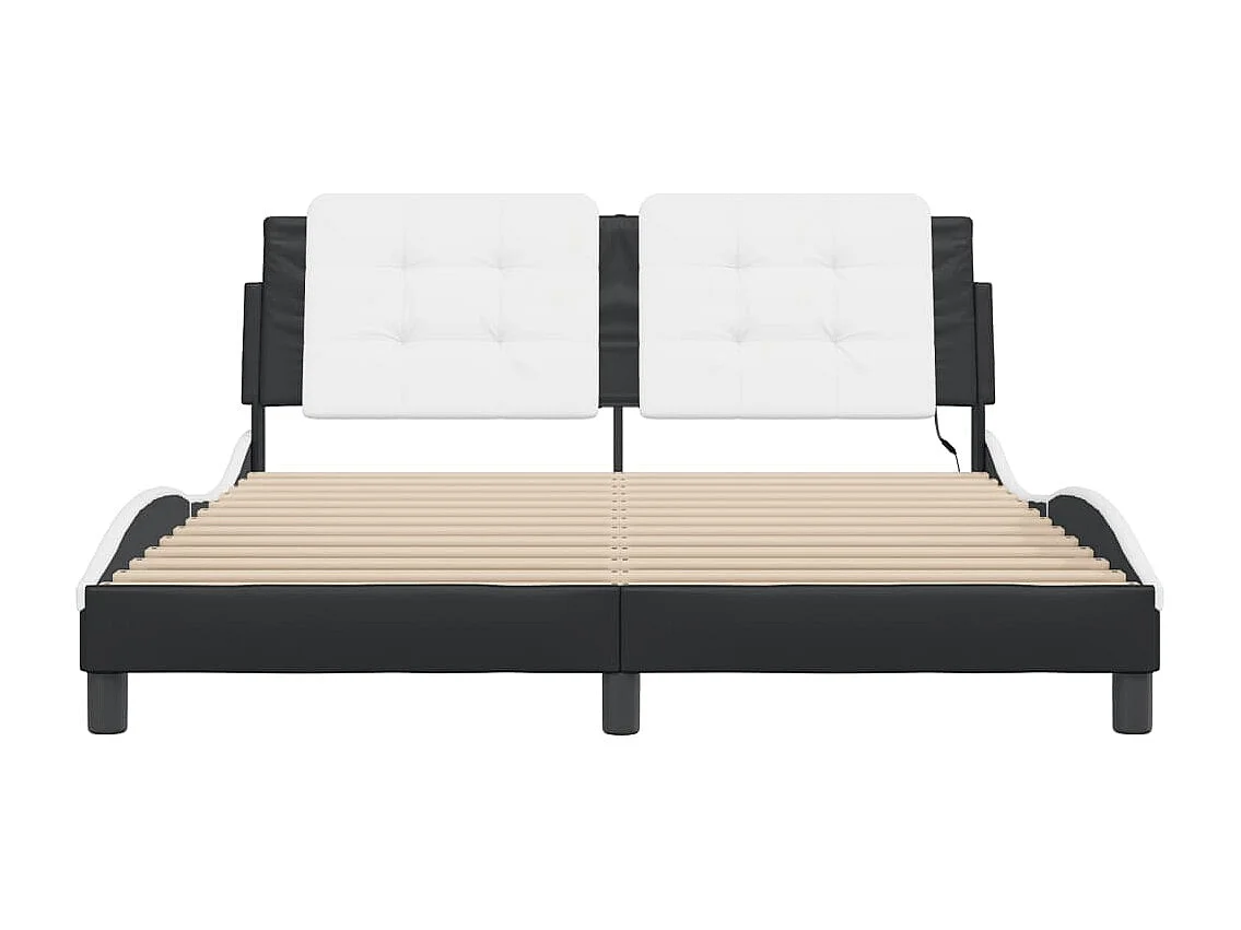 Struttura letto con LED senza materasso nero e bianco 160x200 cm