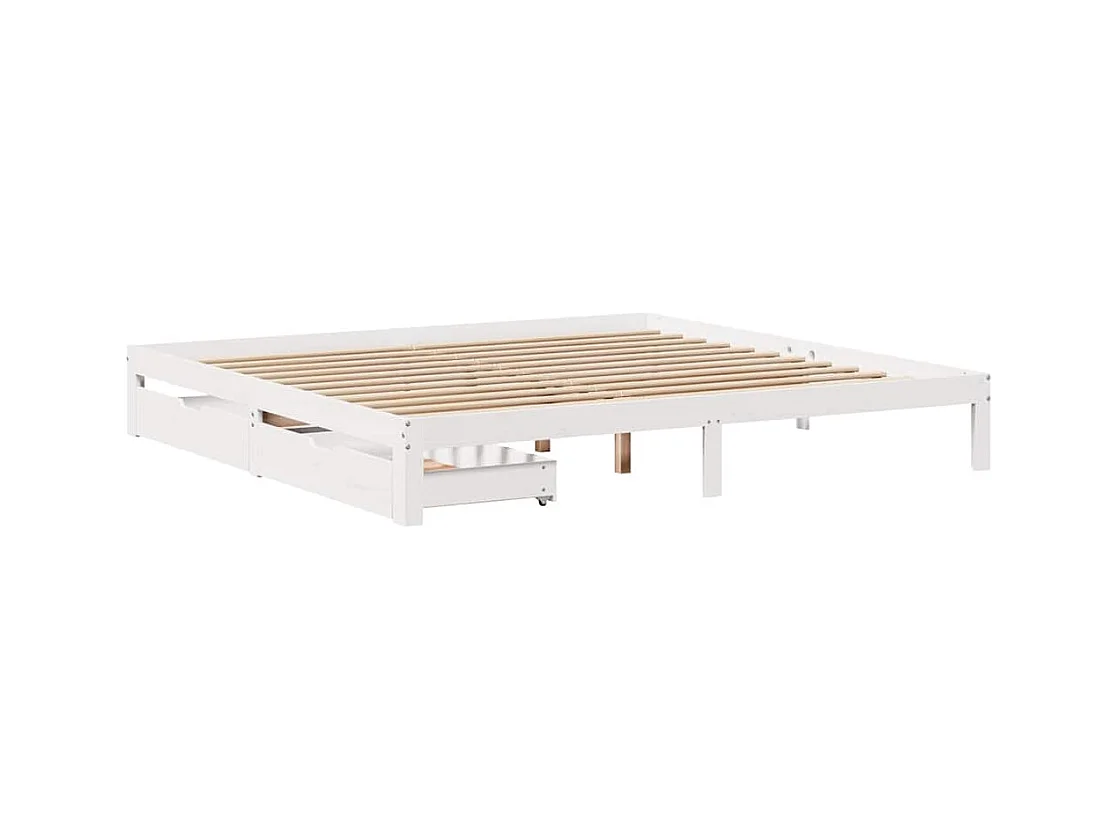Bedframe met lades zonder matras wit 200x200 cm