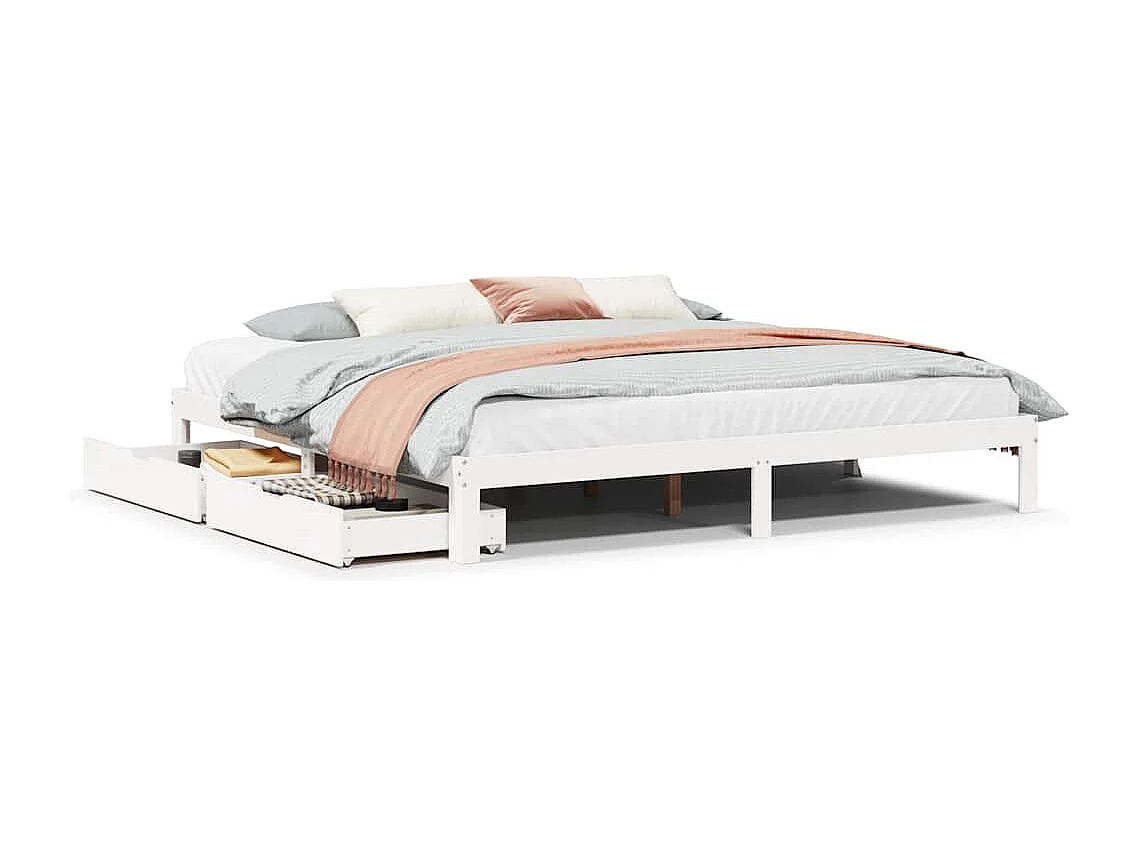 Struttura letto con cassetti senza materasso bianco 200x200 cm