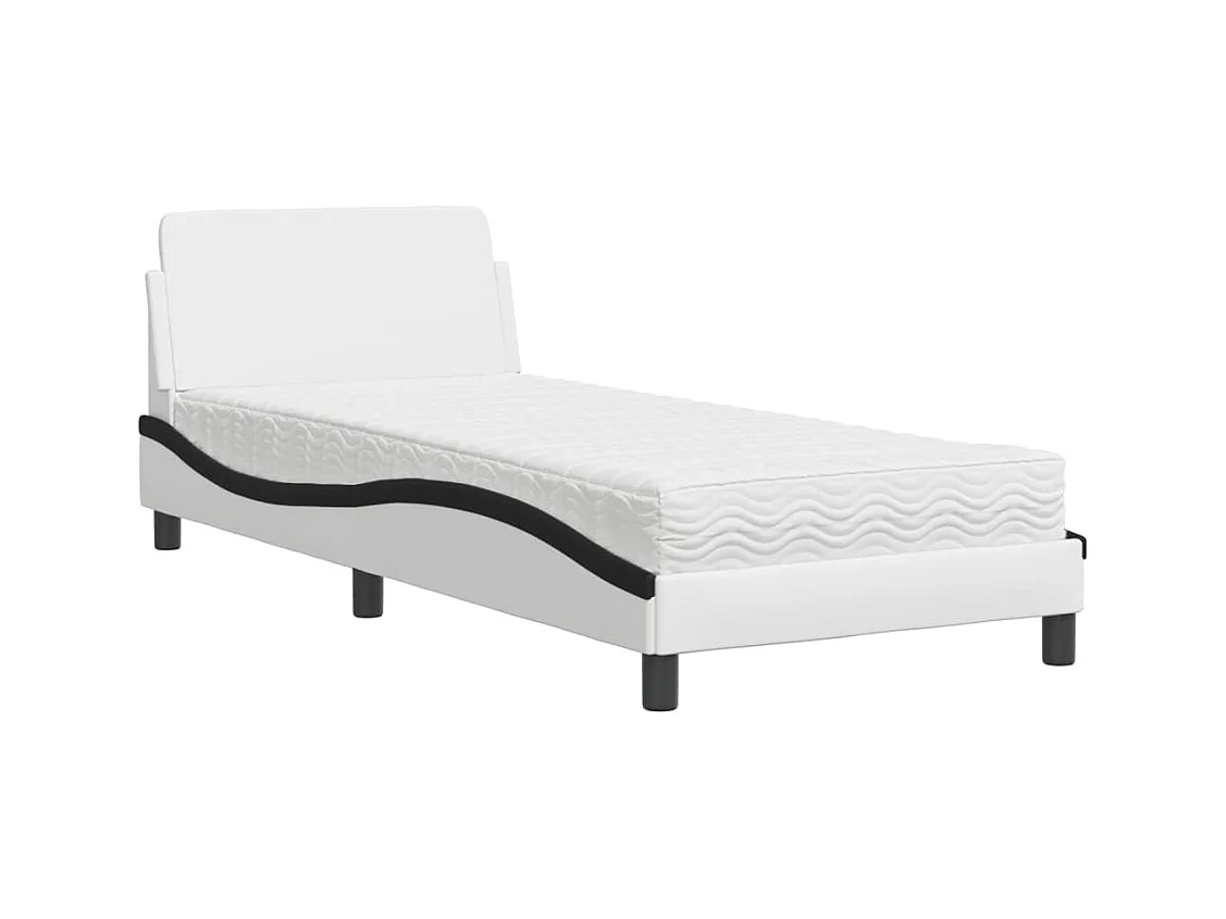 Bed met wit en zwart matras 90x190 cm imitatieleer