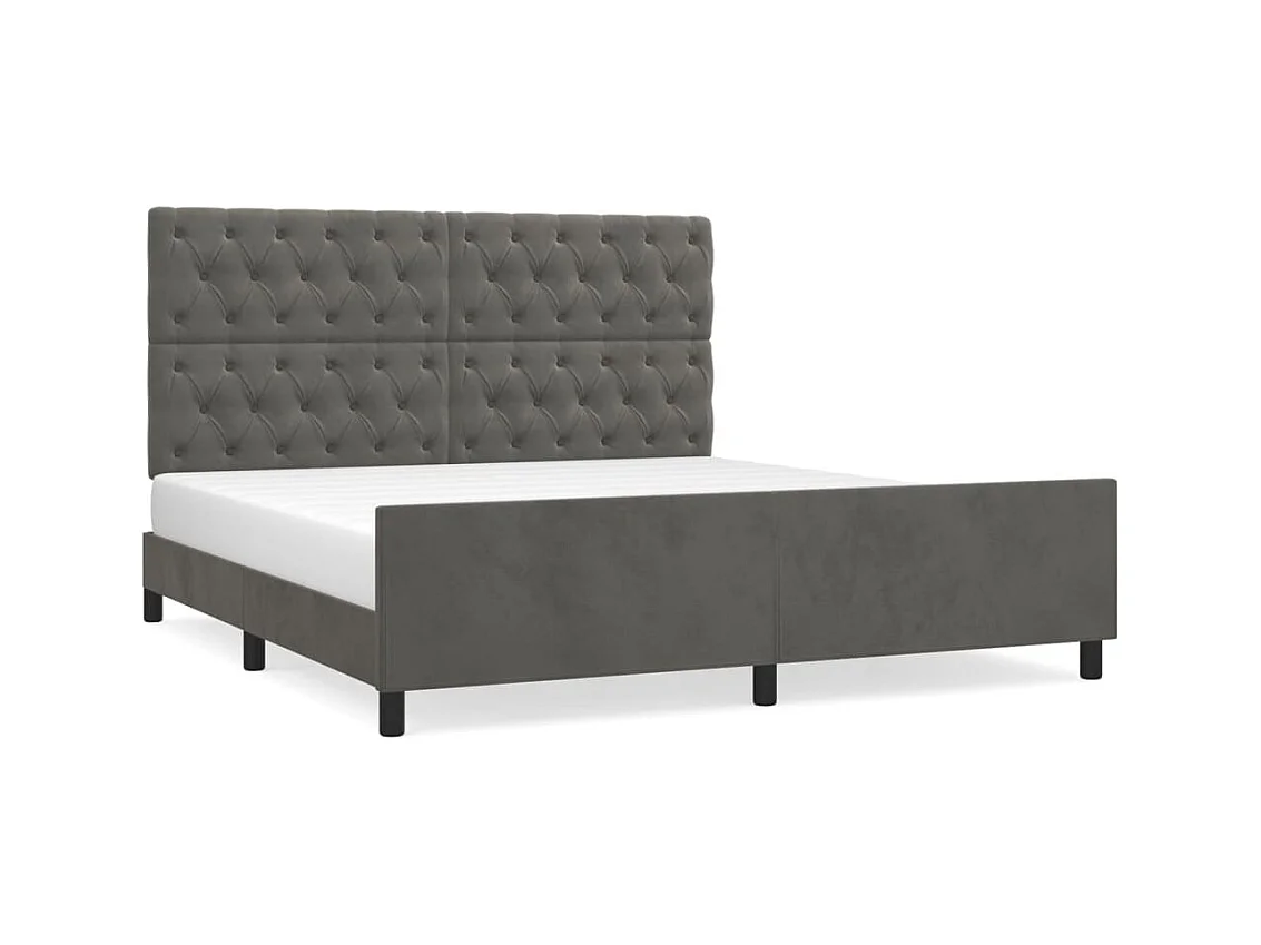 Cadre de lit sans matelas gris foncé 160x200 cm velours