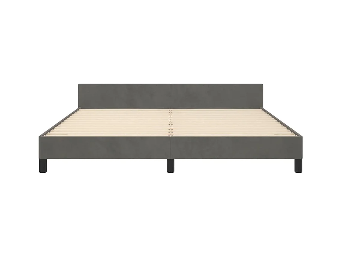 Cadre de lit sans matelas gris foncé 160x200 cm velours