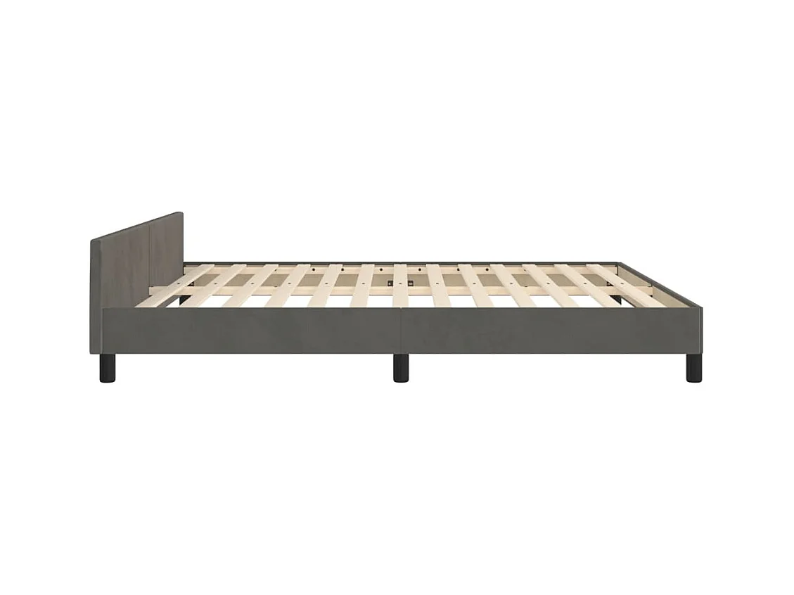 Cadre de lit sans matelas gris foncé 160x200 cm velours