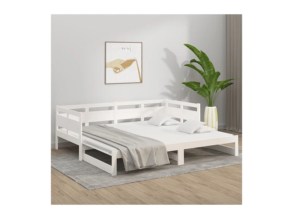Lit coulissant sans matelas blanc 2x(90x190) cm