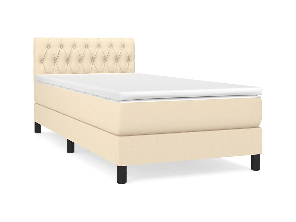 Sommier à lattes de lit avec matelas Crème 100x200 cm Tissu