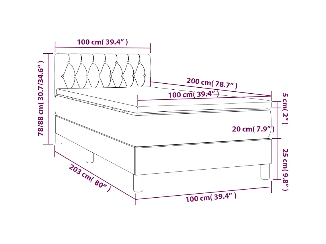 Sommier à lattes de lit avec matelas Crème 100x200 cm Tissu