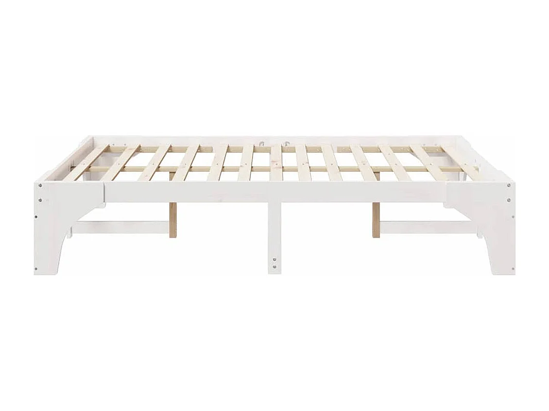 Cadre de lit surélevé Blanc 150 x 200 cm Bois massif en pin