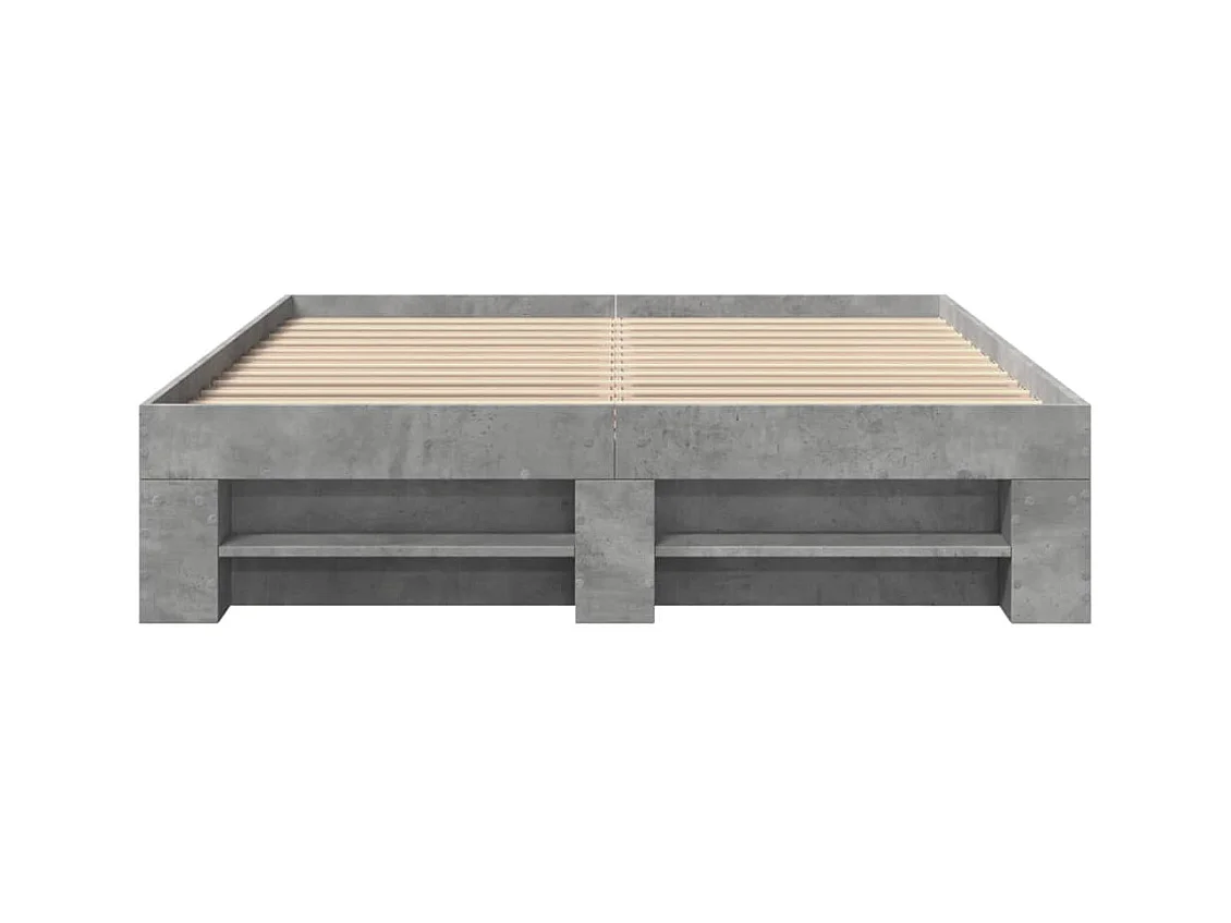 Bedframe zonder matras grijs beton 140x190 cm bewerkt hout