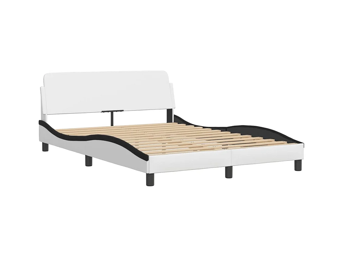 Bettgestell ohne Matratze weiß und schwarz 140x200 cm Kunstleder