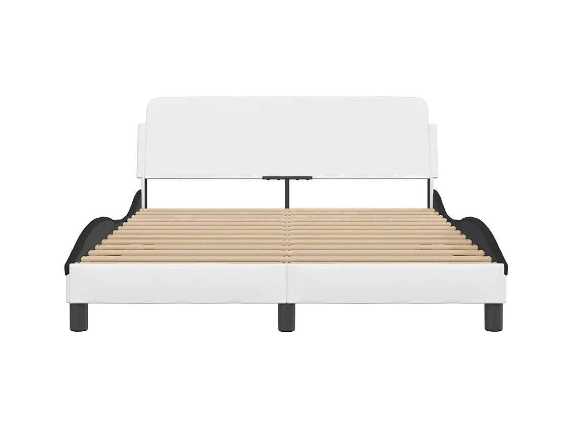 Bettgestell ohne Matratze weiß und schwarz 140x200 cm Kunstleder