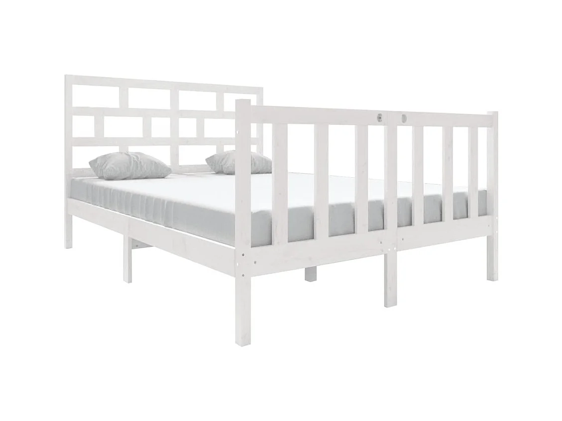 Bedframe zonder matras wit massief hout 140x190 cm