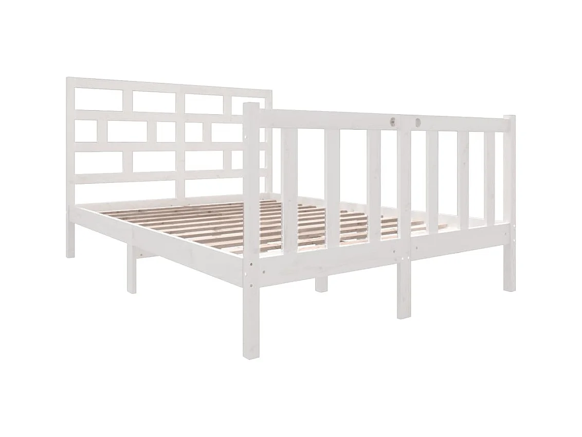 Bedframe zonder matras wit massief hout 140x190 cm