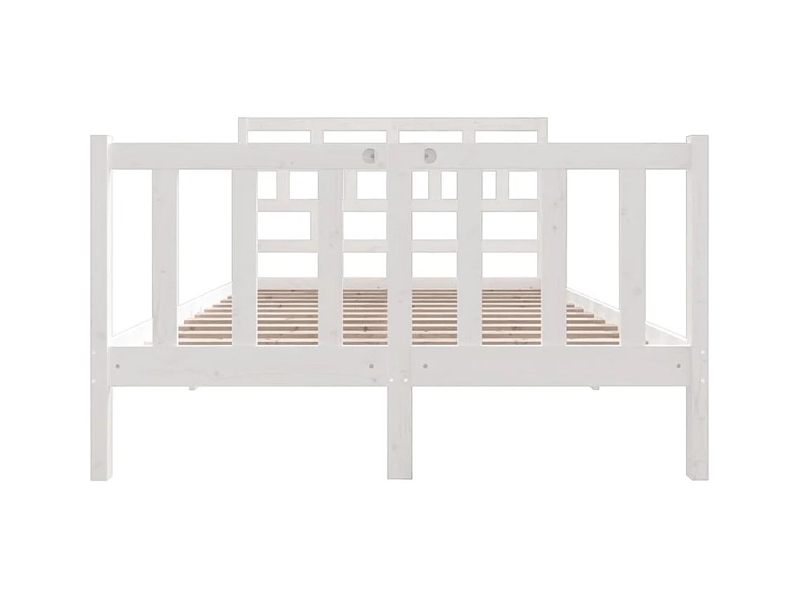 Bedframe zonder matras wit massief hout 140x190 cm