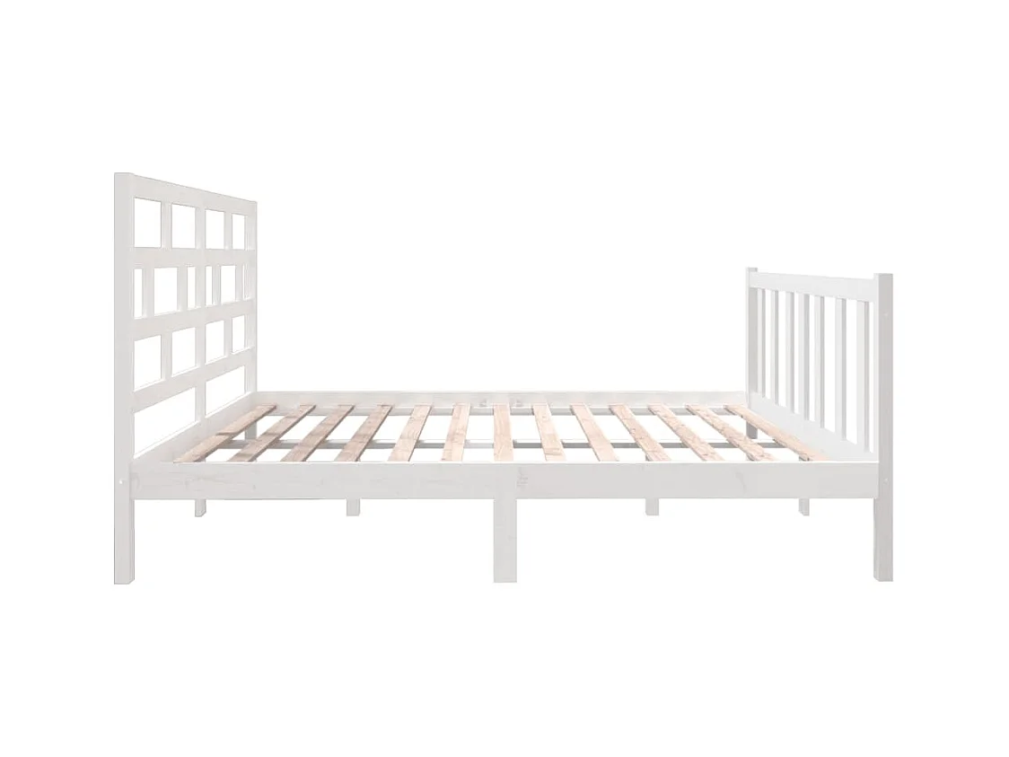 Bedframe zonder matras wit massief hout 140x190 cm