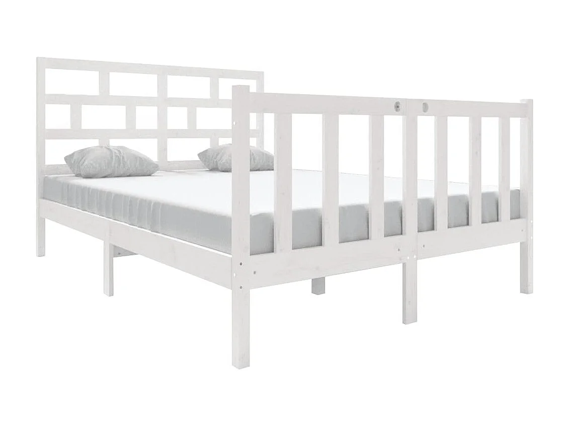 Cadre de lit sans matelas blanc bois massif 140x190 cm