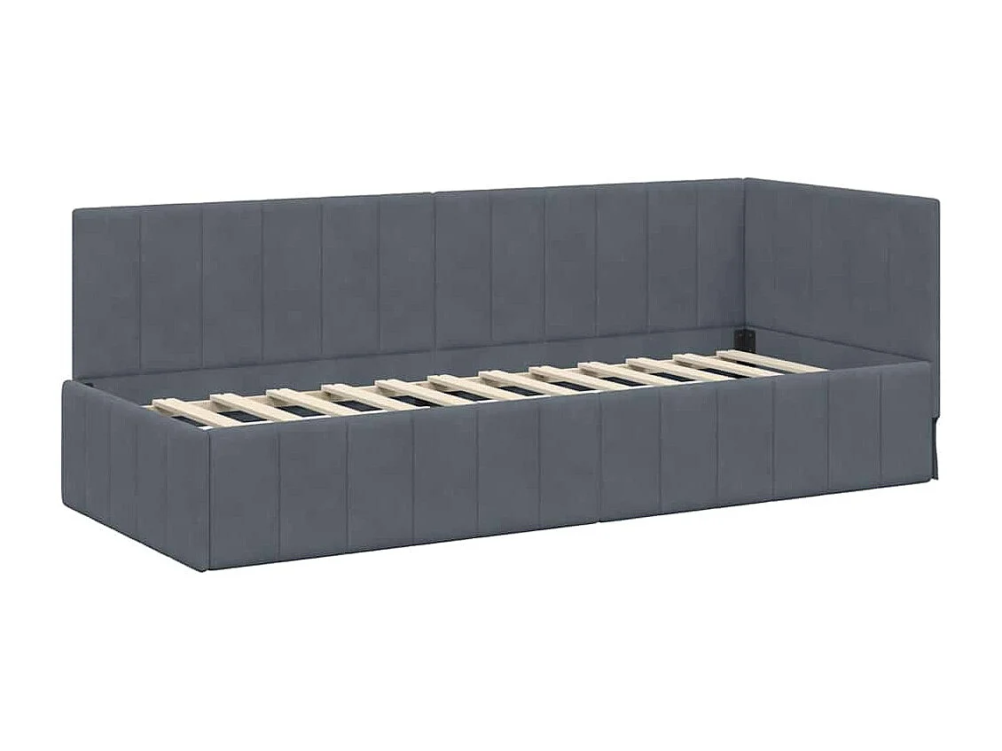 Estructura de cama esquinera gris oscuro de terciopelo de 80 x 200 cm