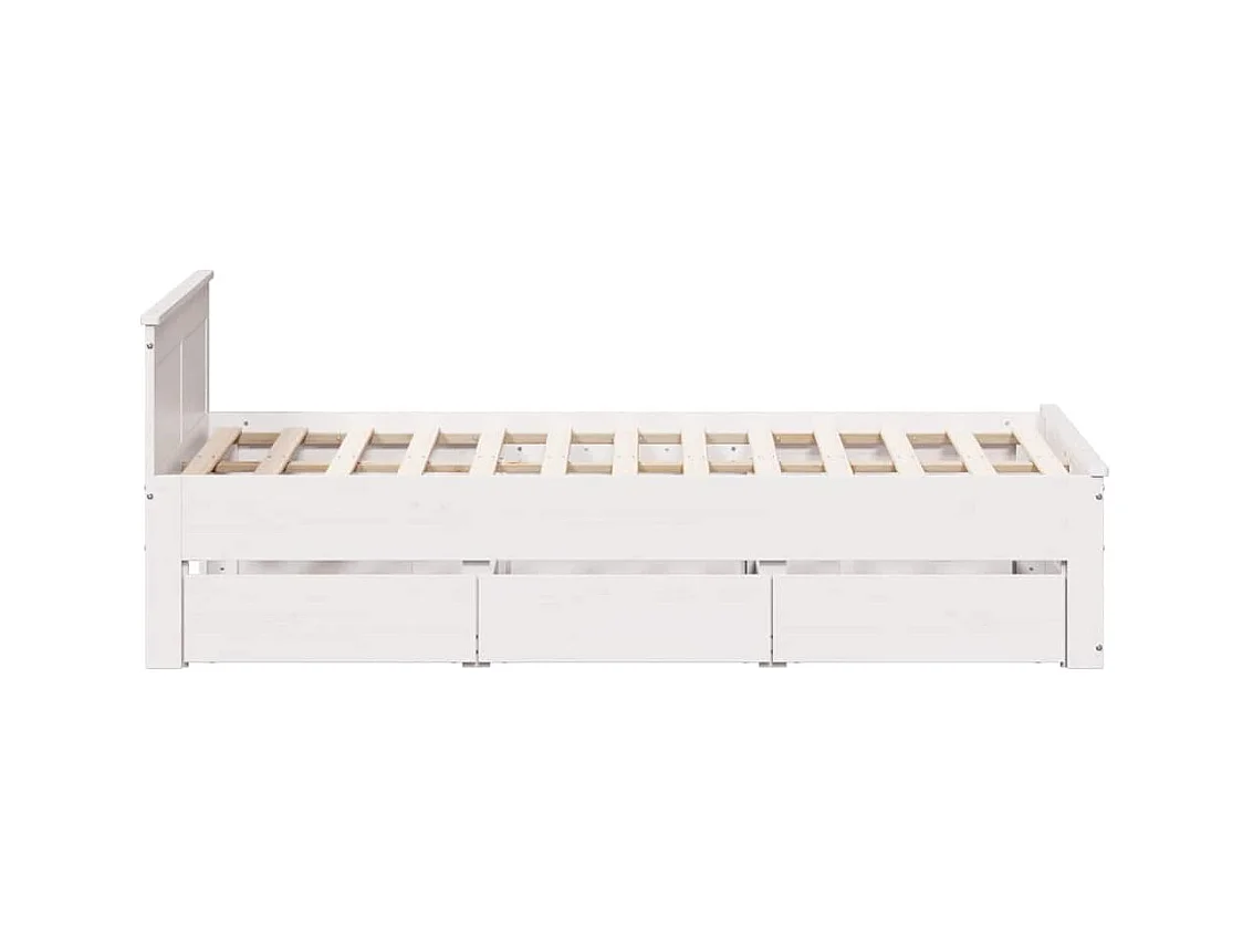 Bedframe zonder matras met wit hoofdbord 135x190 cm grenen