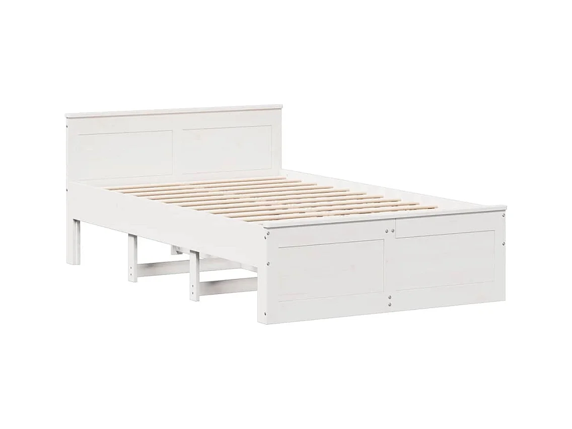 Bedframe zonder matras met wit hoofdbord 135x190 cm grenen