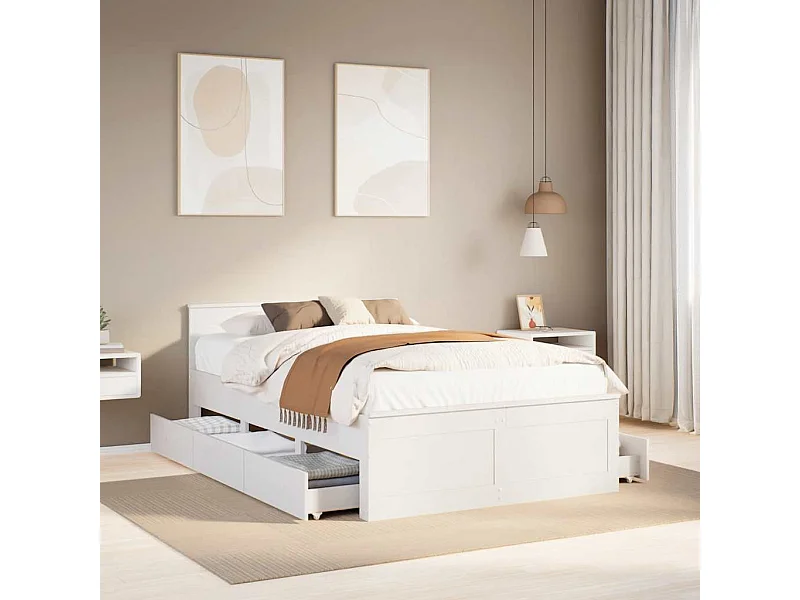 Struttura letto senza materasso con testiera bianca 135x190 cm pino