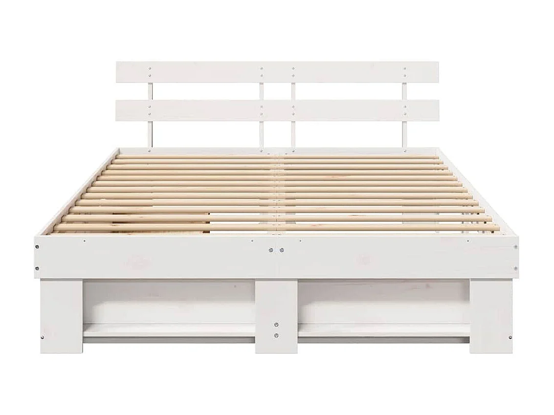 Bedframe met lade Wit 160 x 200 cm Massief grenenhout