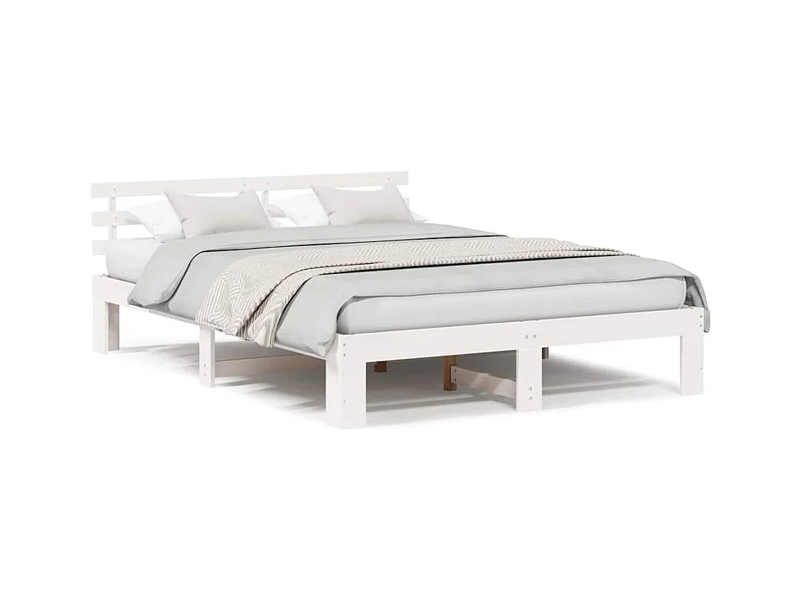 Estructura de cama blanca 150 x 200 cm Madera maciza de pino