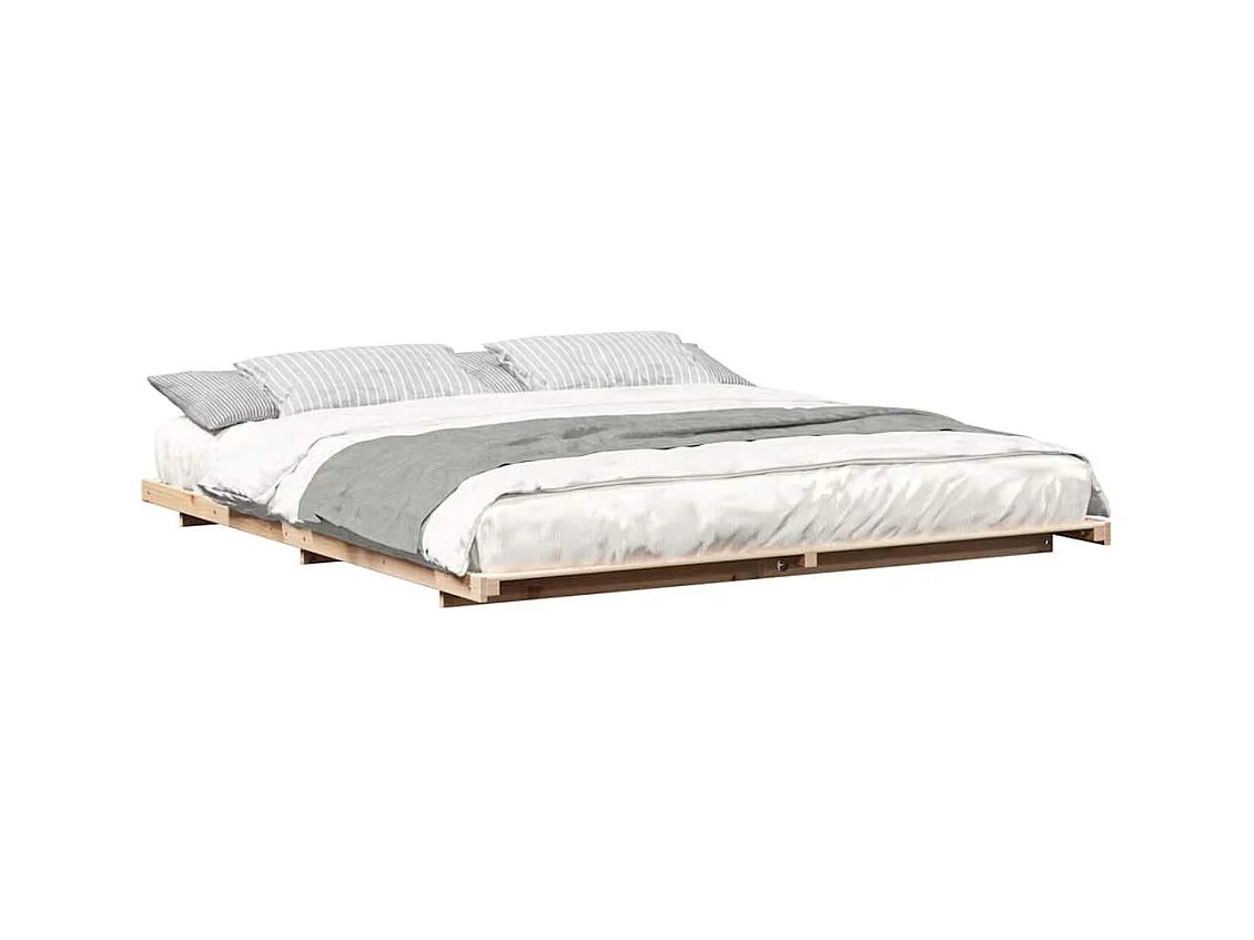 Struttura per letto rialzato marrone 200 x 220 cm in legno di pino massiccio