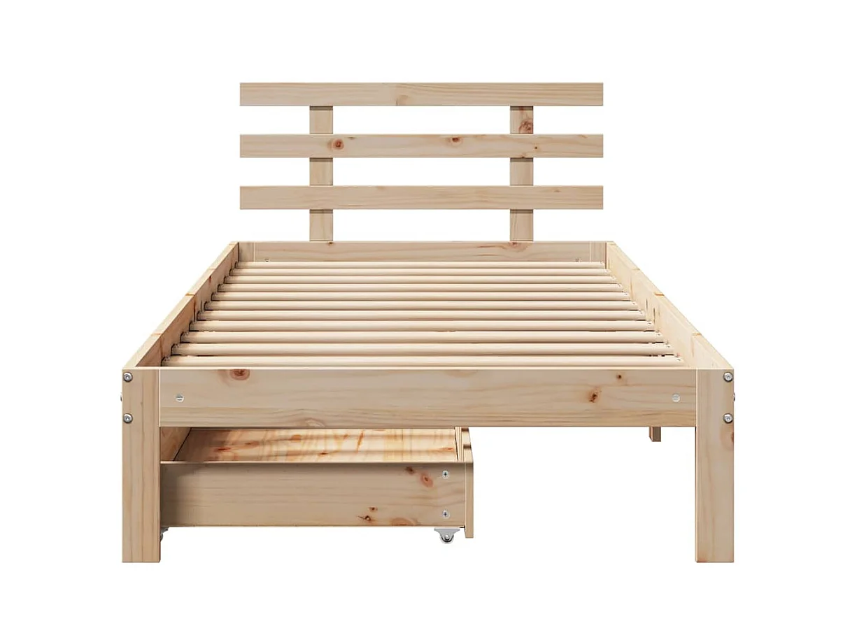 Cadre de lit avec tiroirs sans matelas 75x190 cm