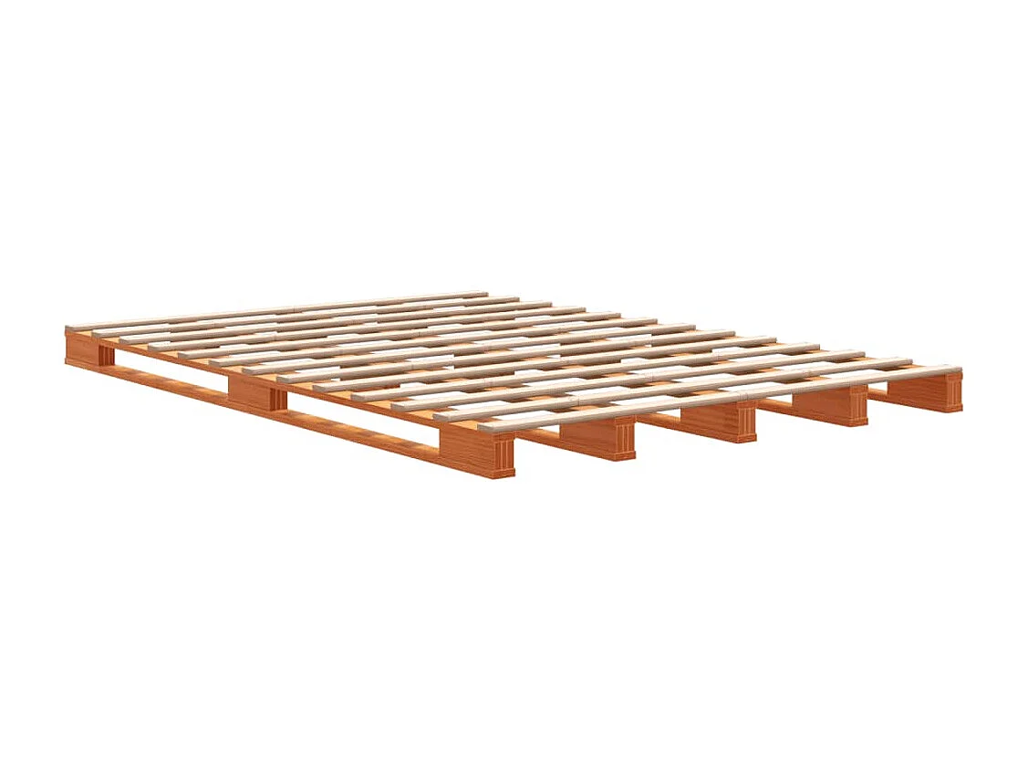 Palletbed zonder matras bruin gewaxt 140x200 cm massief grenen